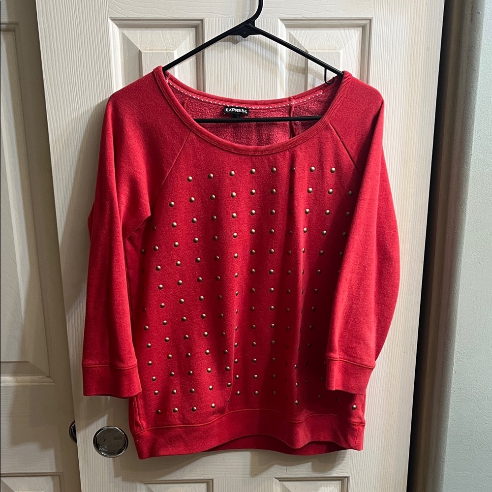Express Red Sweater with Gold Studs